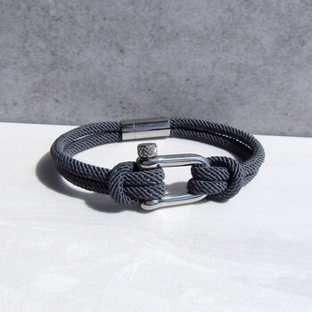 Personalised Men's Nautical Shackle And Rope Bracelet, 5 of 10