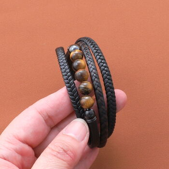 Personalised Father's Day Leather Bracelet For Dad, 4 of 10