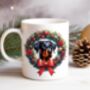 Personalised Doberman Christmas Wreath Dog Mug B, thumbnail 1 of 2