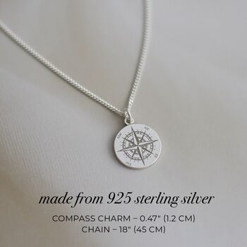 New Chapter Gift, Sterling Silver Compass Necklace, 2 of 11