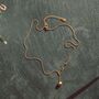 Minimalist Gold Beaded Y Necklace With Drop Charm, thumbnail 6 of 8