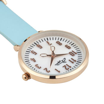 Annie Apple Aurora Rose/Blue Leather Fob Watch, 4 of 5