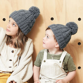 Parent And Child Matching Cable Knit Beanie Hats, 3 of 4