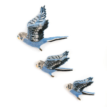 Flying Blue Budgie Trio, 2 of 4