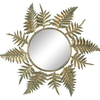 Large Round Metal Leaf Mirror, 3 of 4