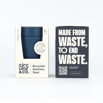 Circular And Co Travel Mug Made From Recycled Stainless Steel 8oz Midnight Blue, 2 of 8