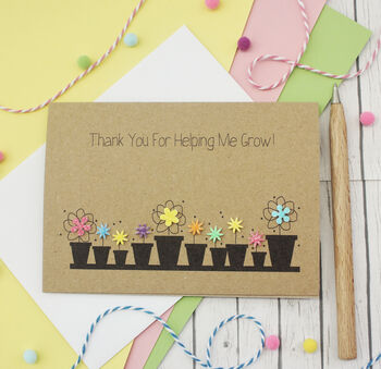 Personalised Teacher Thank You Card With Flower Pots, 3 of 4