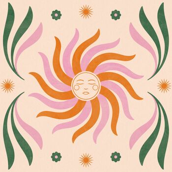 You Feel Like Sunshine, Celestial Sun Art Print, Floral Bohemian Poster, 3 of 3