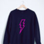 Ladies Neon Pink Lightning Bolt Sweatshirt, thumbnail 1 of 3