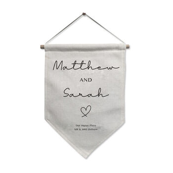 Personalised Wedding Linen Hanging Banner, 3 of 4