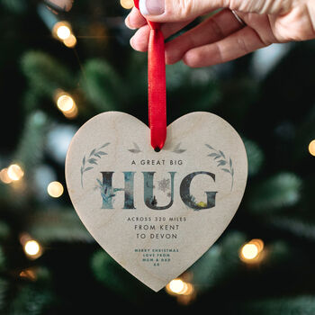 'Hug Across The Miles' Christmas Heart Decoration, 3 of 4