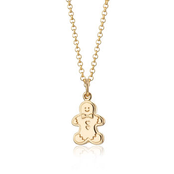 Gingerbread Man Necklace, Silver Or Gold Plated, 9 of 10