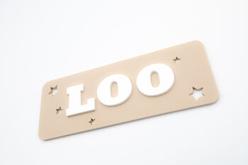 Loo Bathroom Door Sign – Beige And White Acrylic, 6 of 6