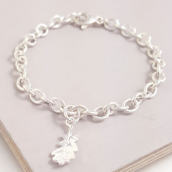 Oak Leaf Silver Bracelet Necklace Charm, 5 of 7