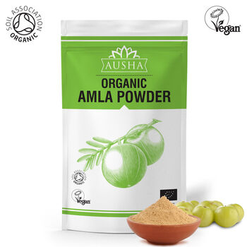 Ausha Organic Amla Powder 100g For Immunity Hair Growth Conditioner UK Certified Organic By Soil Association, 2 of 12