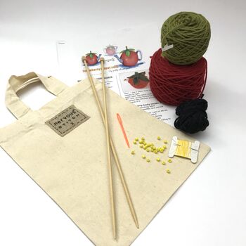 Strawberry Tea Pot Cosy Knitting Kit, 4 of 8