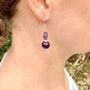 Amethyst And Diamante Earrings, thumbnail 2 of 3