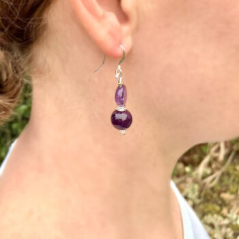 Amethyst And Diamante Earrings, 2 of 3