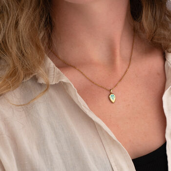 Turquoise Serene Mint Green Glowing Pendant Necklace With Uv Keyring Torch, 6 of 10