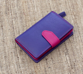 Purple Multi Colour Leather Purse Wallet Rfid, 6 of 11