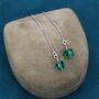 Sterling Silver Green Cz Cube Threader Earrings, thumbnail 5 of 10