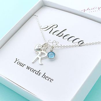 Personalised Birthstone And Initial Necklace, 2 of 5