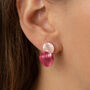 Hammered Textured Two Tone Coral Double Disc Earrings, thumbnail 1 of 3