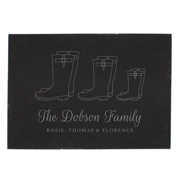 Personalised Welly Boot Family Slate For Three, 2 of 3