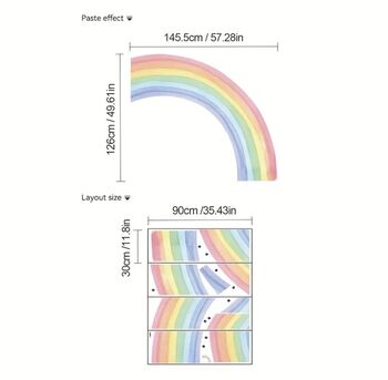Colourful Half Rainbow Removable Decal, Pink/ Purple Colours, Large Size, 11 of 11