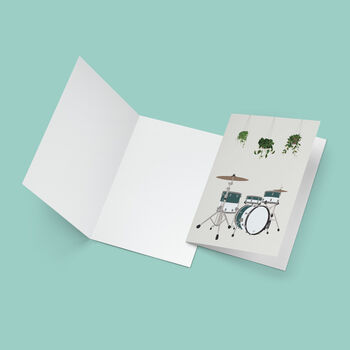 Drum Kit Houseplant Card | Music Greetings Card, 2 of 5