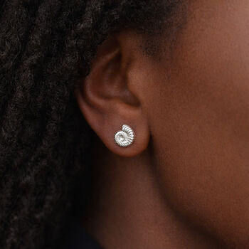 Sterling Silver Ammonite Fossil Stud Earrings – 6mm, 2 of 11