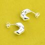 Gold Misshapen Huggie Hoop Earrings, thumbnail 6 of 9
