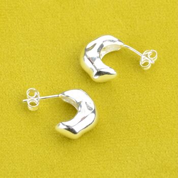 Gold Misshapen Huggie Hoop Earrings, 6 of 9