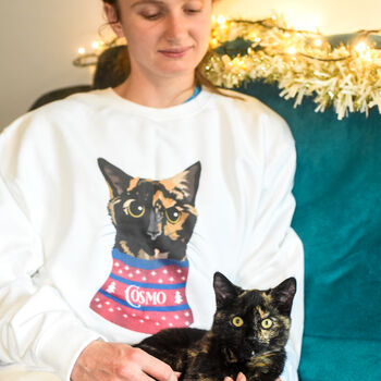Christmas Cat Jumper Personalised For Cat Lovers, 10 of 12