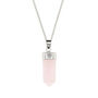 Open Heart Rose Quartz Crystal Silver Pendant Necklace, thumbnail 6 of 9