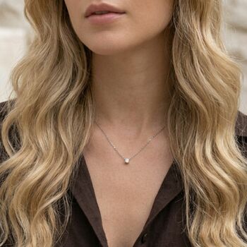 Solitaire Diamond Necklace Silver, 3 of 8