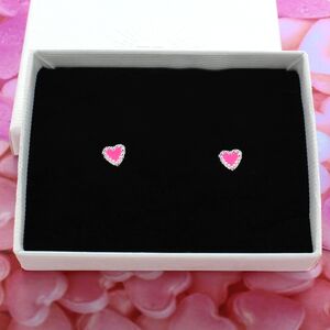 Petite Pink Heart Stud Earrings
