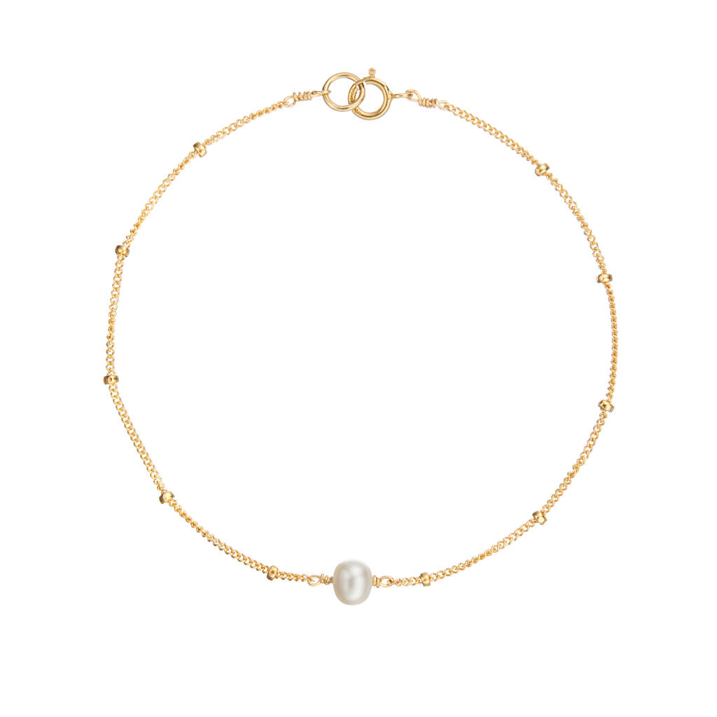 Gold Or Silver Delicate Pearl Satellite Bracelet By LILY & ROO