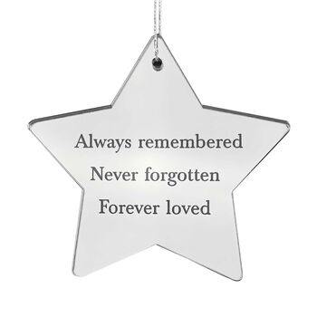 Memorial Mirrored Acrylic Star Hanging Decoration, 2 of 5