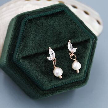 Marquise Cz Pair With Baroque Pearl Dangle Earrings, 8 of 12