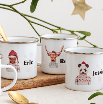 Festive Stag In A Jumper Personalised Christmas Mug, 2 of 4