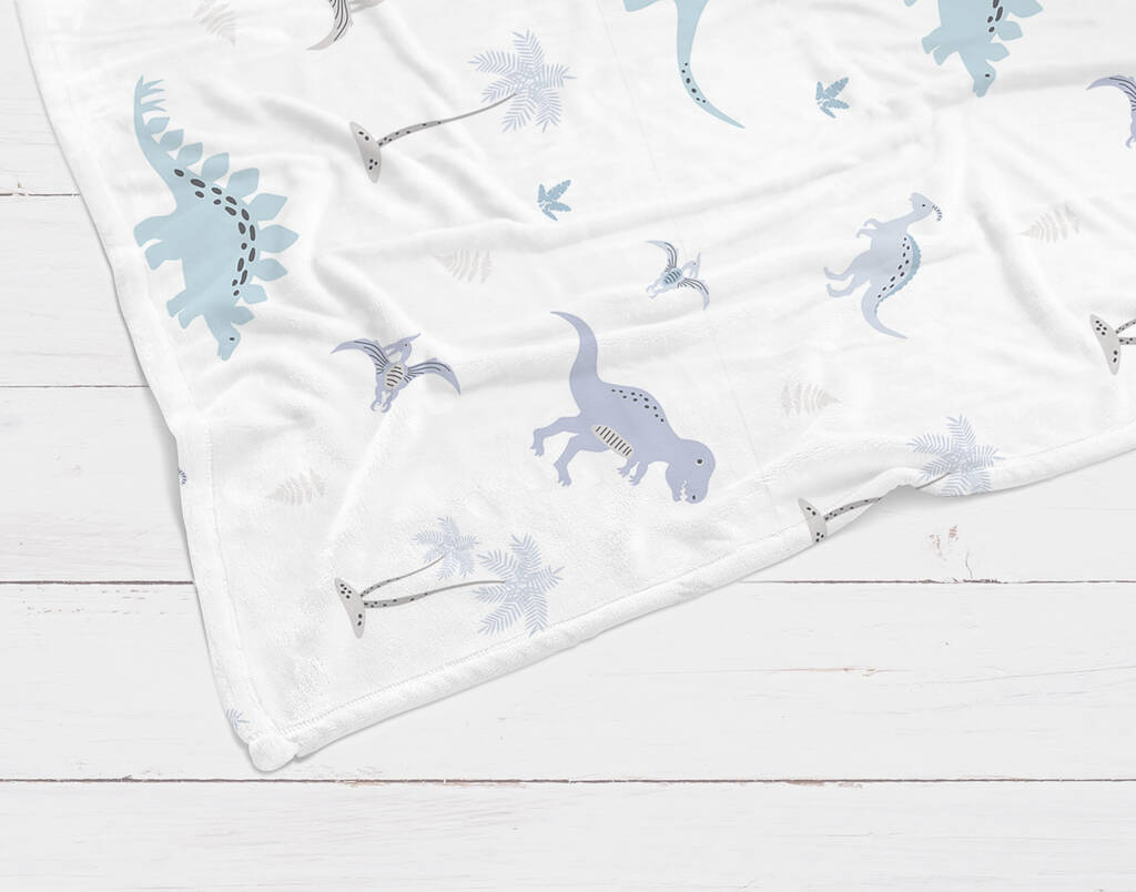 Blue Dinosaurs Baby Blanket By Big Little Bedrooms