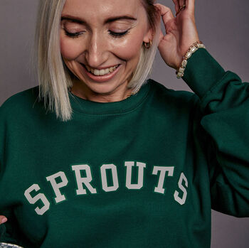 Sprouts Varsity Slogan Christmas Sweatshirt, 8 of 8