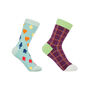 Royal Flush Blue And Grid Purple Women's Socks Bundle, thumbnail 1 of 4