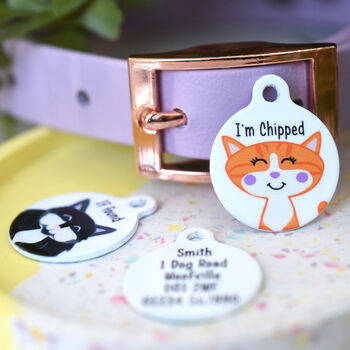 Cat ID Tag Personalised White Bold, 8 of 12
