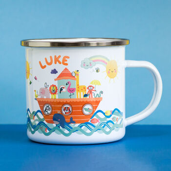 Personalised Children's Noah's Ark Themed Enamel Mug, 3 of 5