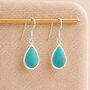 Sterling Silver Turquoise Drop Earrings – 14mm X 9mm, thumbnail 1 of 6