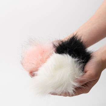 Fur Pom Pom In Pink, Black And Cream, 5 of 7