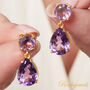 Purple Amethyst Statement Gold And Silver Stud Drop Earrings, thumbnail 1 of 9