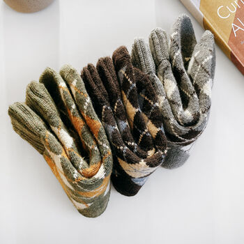 Extra Thick Argyle Check Wool Socks For Men, 10 of 11